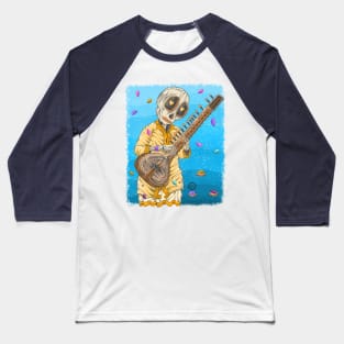 Skeleton Indian Sitar player Baseball T-Shirt